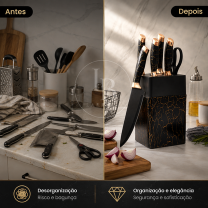 Jogo de Facas Marmorizadas MarbleChef | Larbela