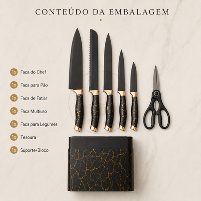 Jogo de Facas Marmorizadas MarbleChef | Larbela