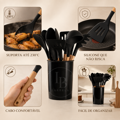 Kit Utensílios de Silicone BambooChef | Larbela