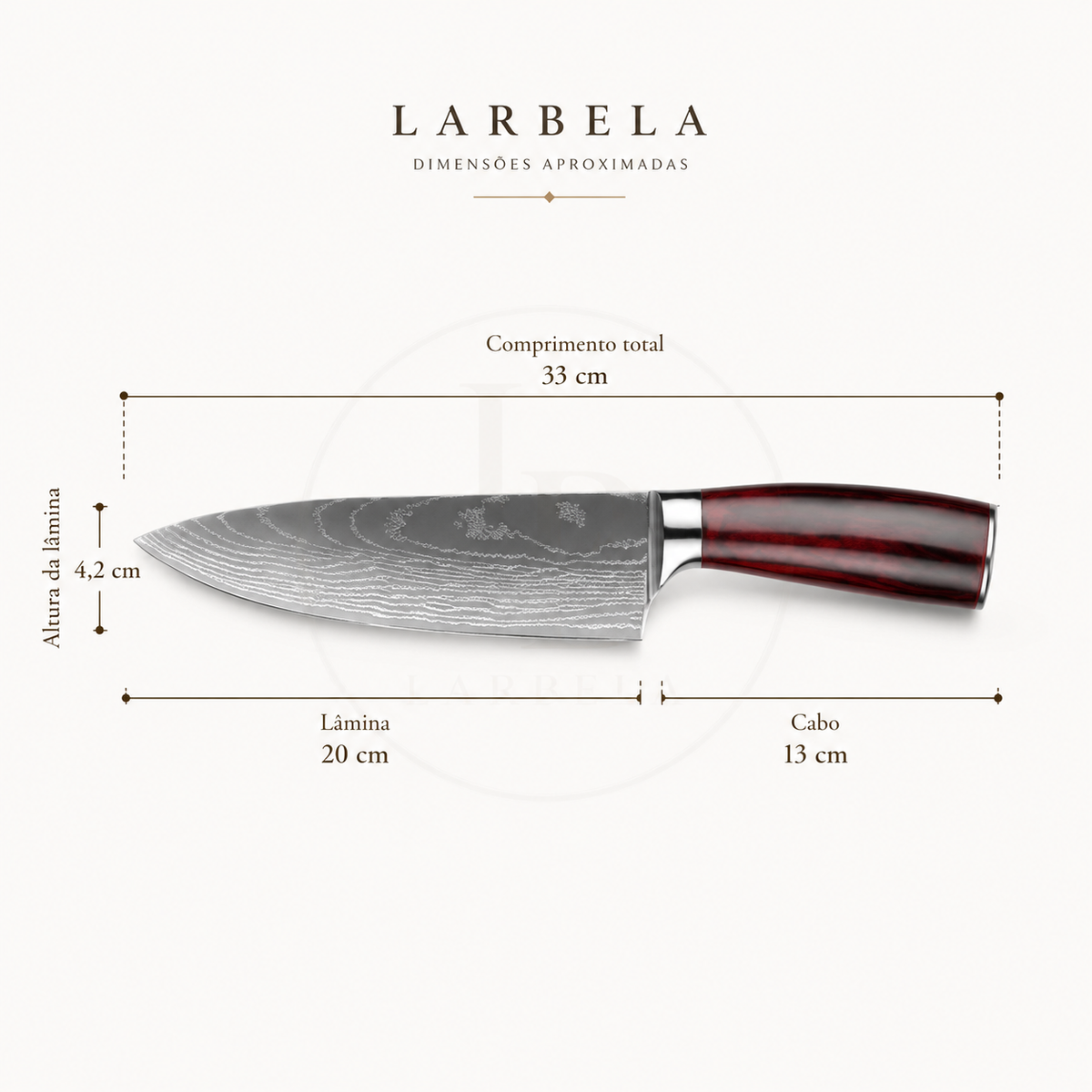 Faca Chef em Aço Damasco EdgeMaster | Larbela
