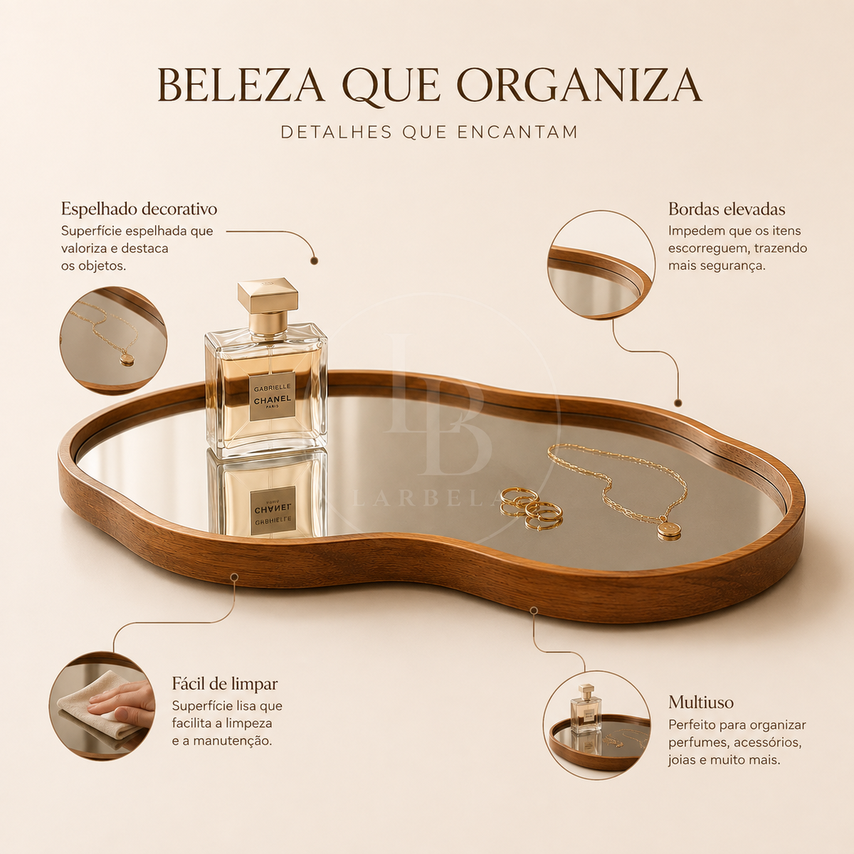 Bandeja Decorativa Espelhada Elegance | Larbela