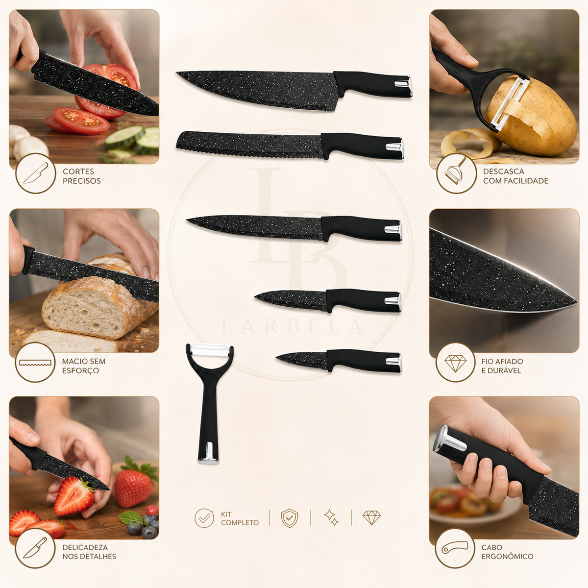 Jogo de Facas Gourmet BlackEdge | Larbela