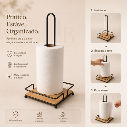 Porta Papel Toalha em Bambu BambooRoll | Larbela